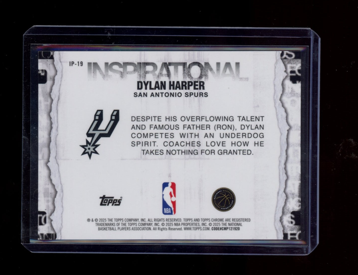 2025-26 Topps Chrome #IP-19 Dylan Harper Inspirational Gold Refractor #/50