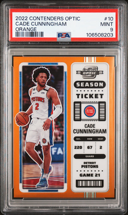 2022 Panini Contenders Optic #10 Cade Cunningham Orange PSA 9