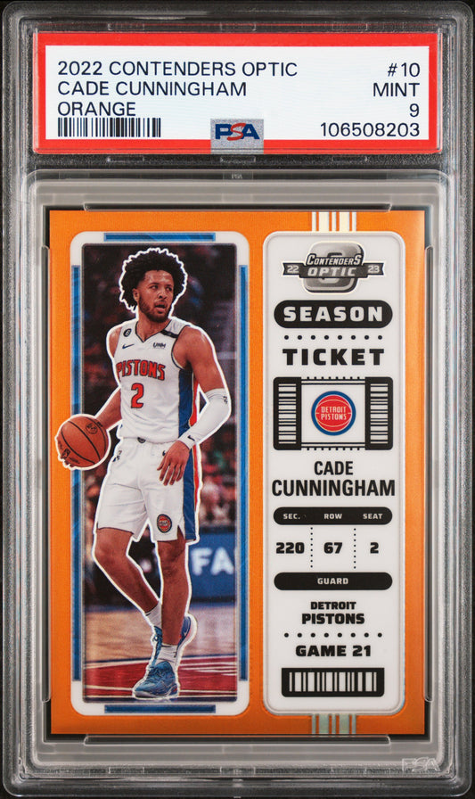 2022 Panini Contenders Optic #10 Cade Cunningham Orange PSA 9