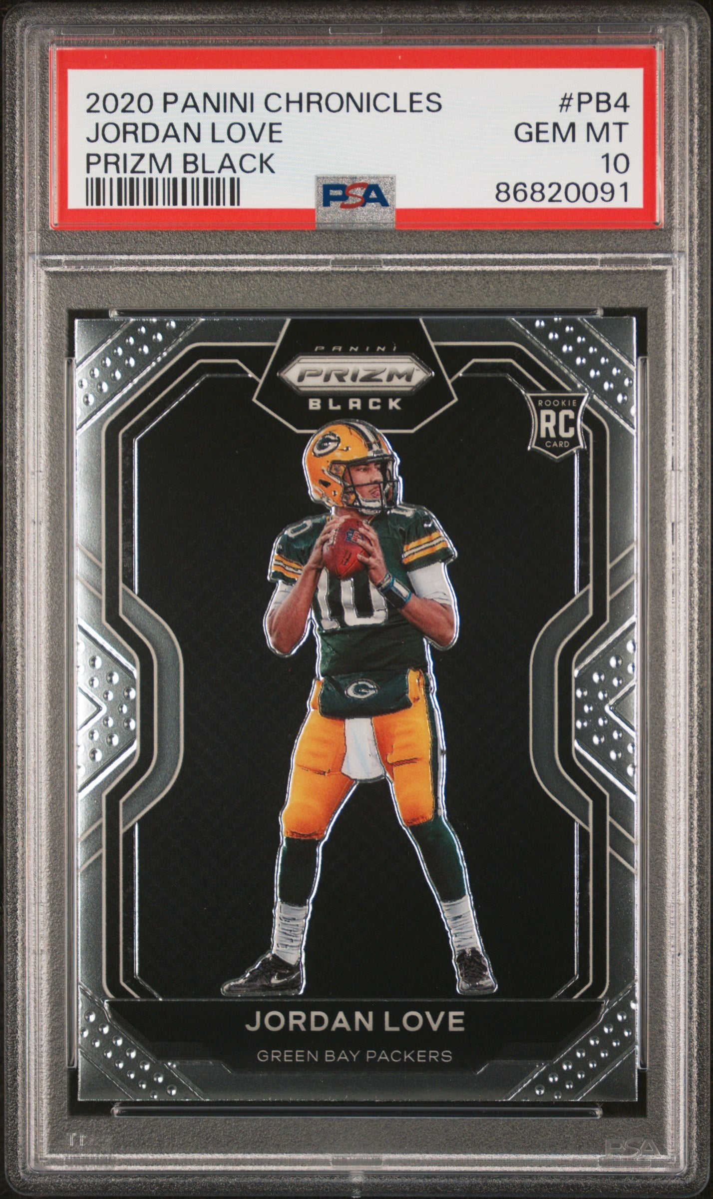 2020 Panini Chronicles Prizm Black #PB4 Jordan Love Prizm Black PSA 10