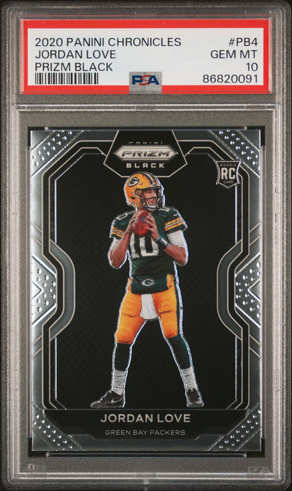 2020 Panini Chronicles Prizm Black #PB4 Jordan Love Prizm Black PSA 10