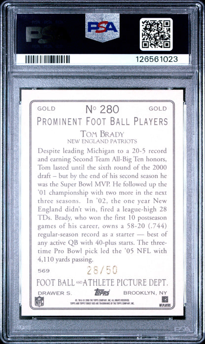 2006 Topps Turkey Red #280 Tom Brady No Press Box-Gold PSA 8