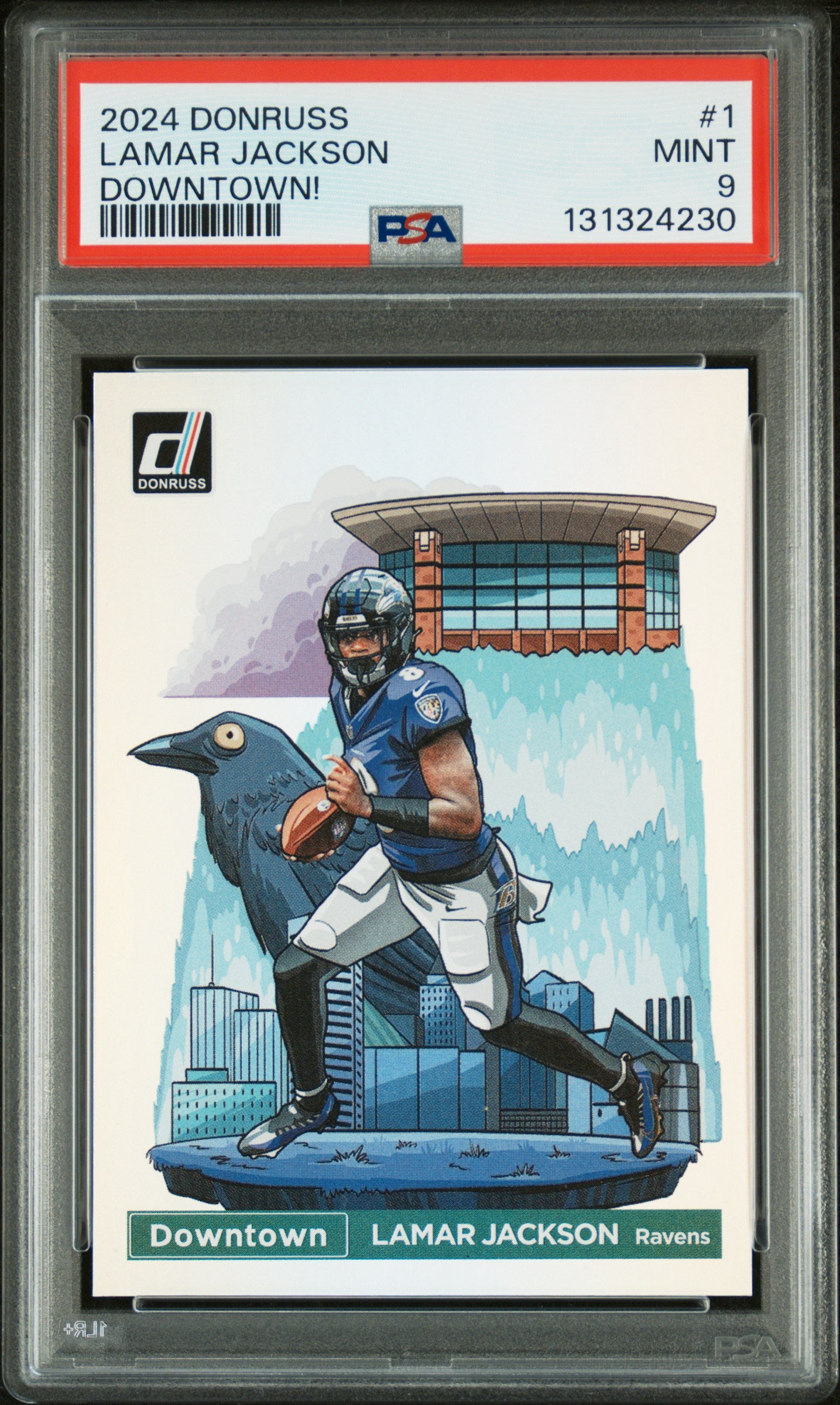 2024 Panini Donruss Downtown! #1 Lamar Jackson PSA 9