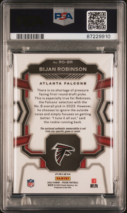 2023 Panini Prizm Rookie Gear #RGBR Bijan Robinson Rookie Gear-Pink PSA 10