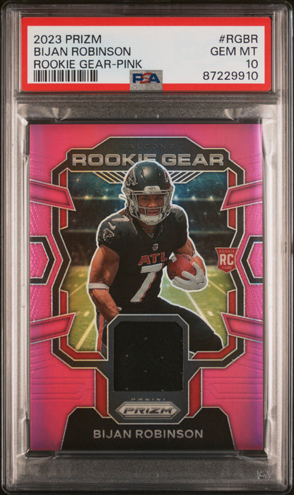2023 Panini Prizm Rookie Gear #RGBR Bijan Robinson Rookie Gear-Pink PSA 10