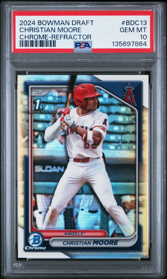 2024 Bowman Draft #BDC13 Christian Moore Chrome-Refractor PSA 10