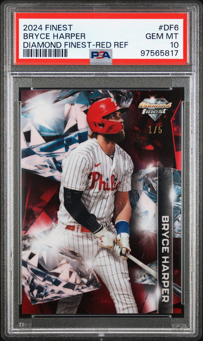 2024 Topps Finest Diamond Finest #DF6 Bryce Harper Diamond Finest-Red Ref PSA 10
