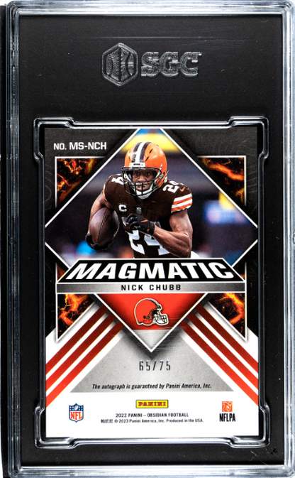 2022 Panini Obsidian #MS-NCH Nick Chubb Magmatic Sig. SGC 9.5