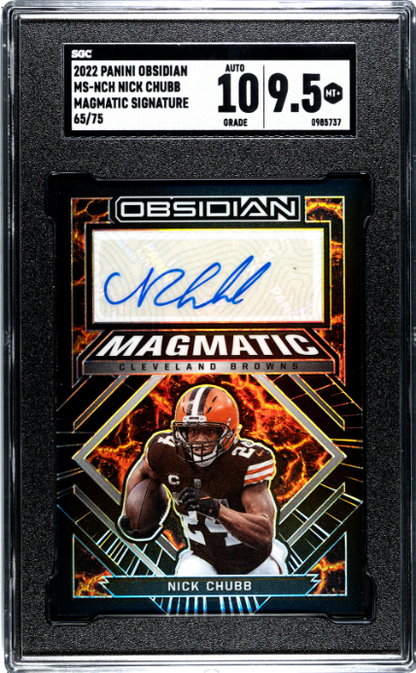 2022 Panini Obsidian #MS-NCH Nick Chubb Magmatic Sig. SGC 9.5