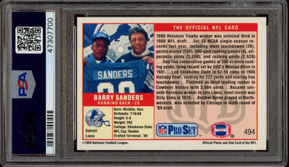 1989 Pro Set #494 Barry Sanders PSA 10