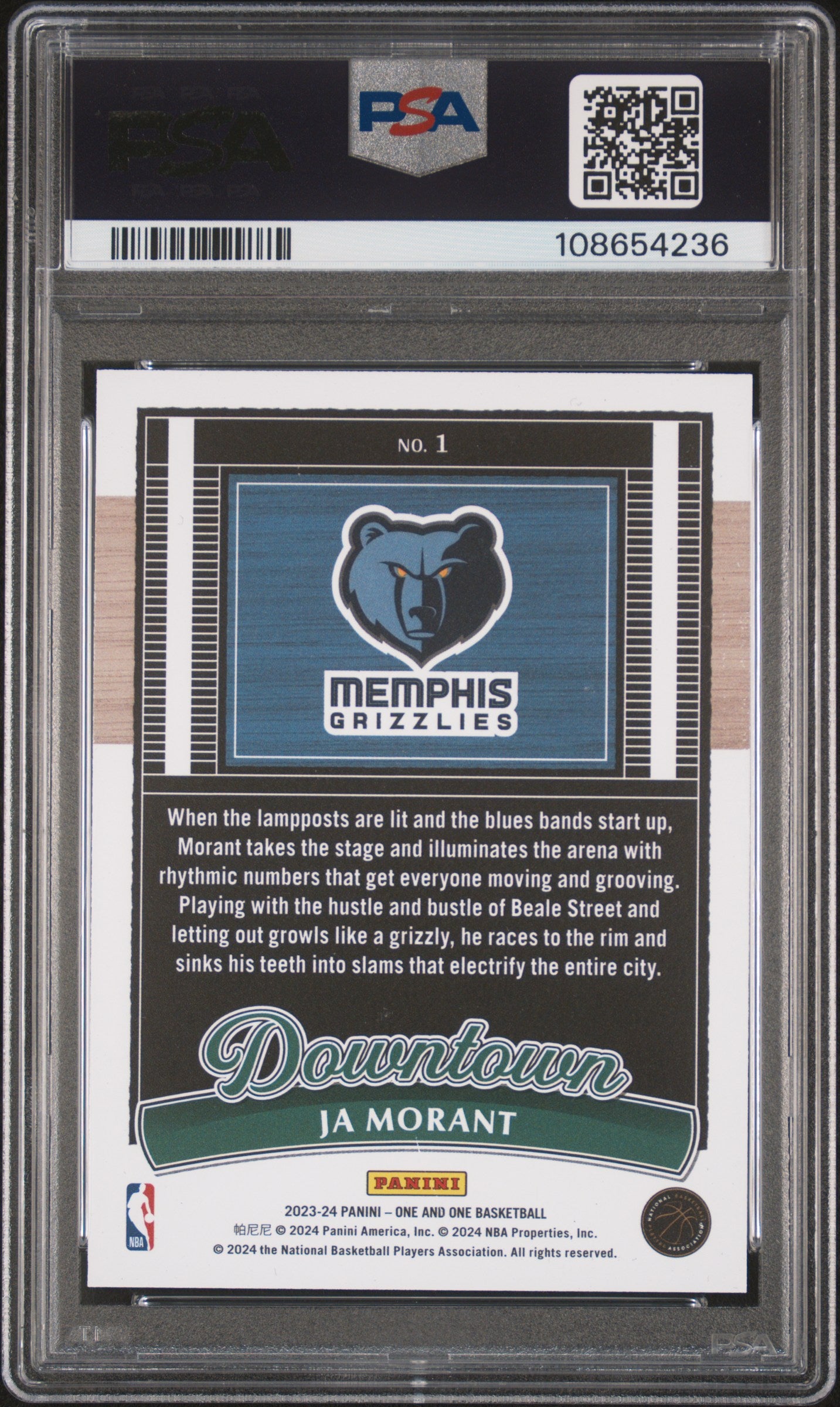 2023 Panini One And One Downtown #1 Ja Morant PSA 10