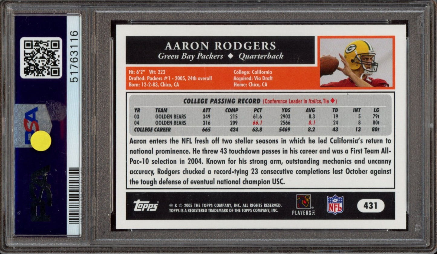 2005 Topps #431 Aaron Rodgers PSA 9