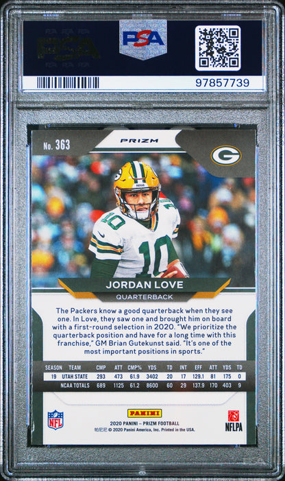 2020 Panini Prizm #363 Jordan Love Red Ice PSA 9