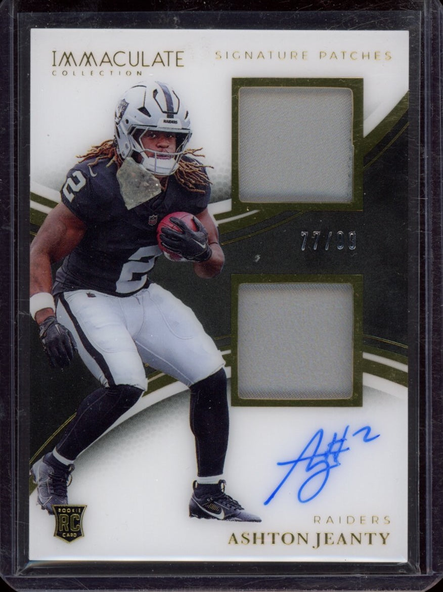2025 Panini Immac Collection #ISPR-AJY Ashton Jeanty Immac Sig Patches RC #/99