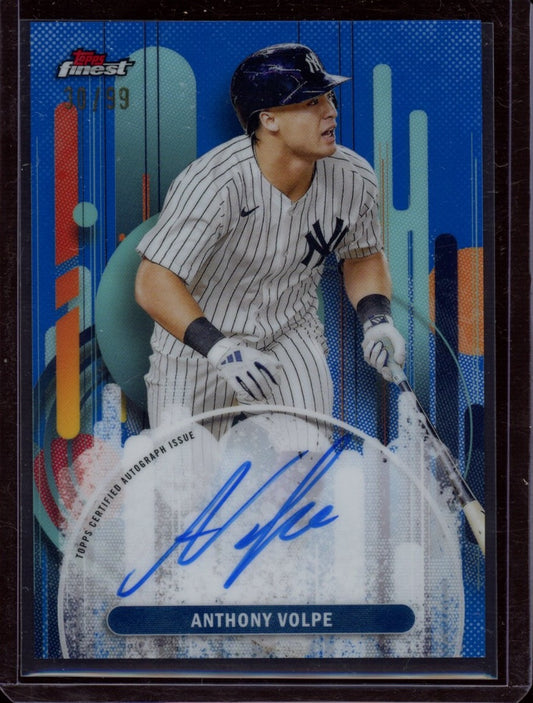 2023 Finest #FA-AV Anthony Volpe Finest Autographs Blue Refractor #/150