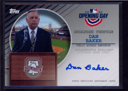 2020 Topps Opening Day #BPA-DB Dan Baker Ballpark Profile Autographs