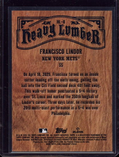 2026 Topps #HLAR2-FL Francisco Lindor Heavy Lumber