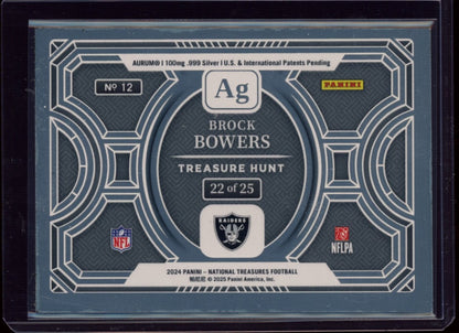 2024 Panini National Treasures #12 Brock Bowers Treasure Hunt Silver #/25