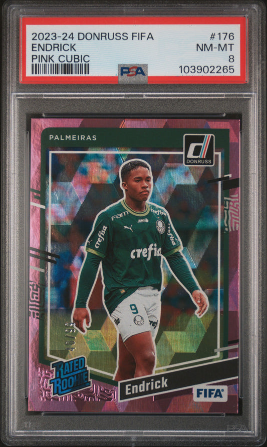 2023-24 Panini Donruss Fifa #176 Endrick Pink Cubic PSA 8