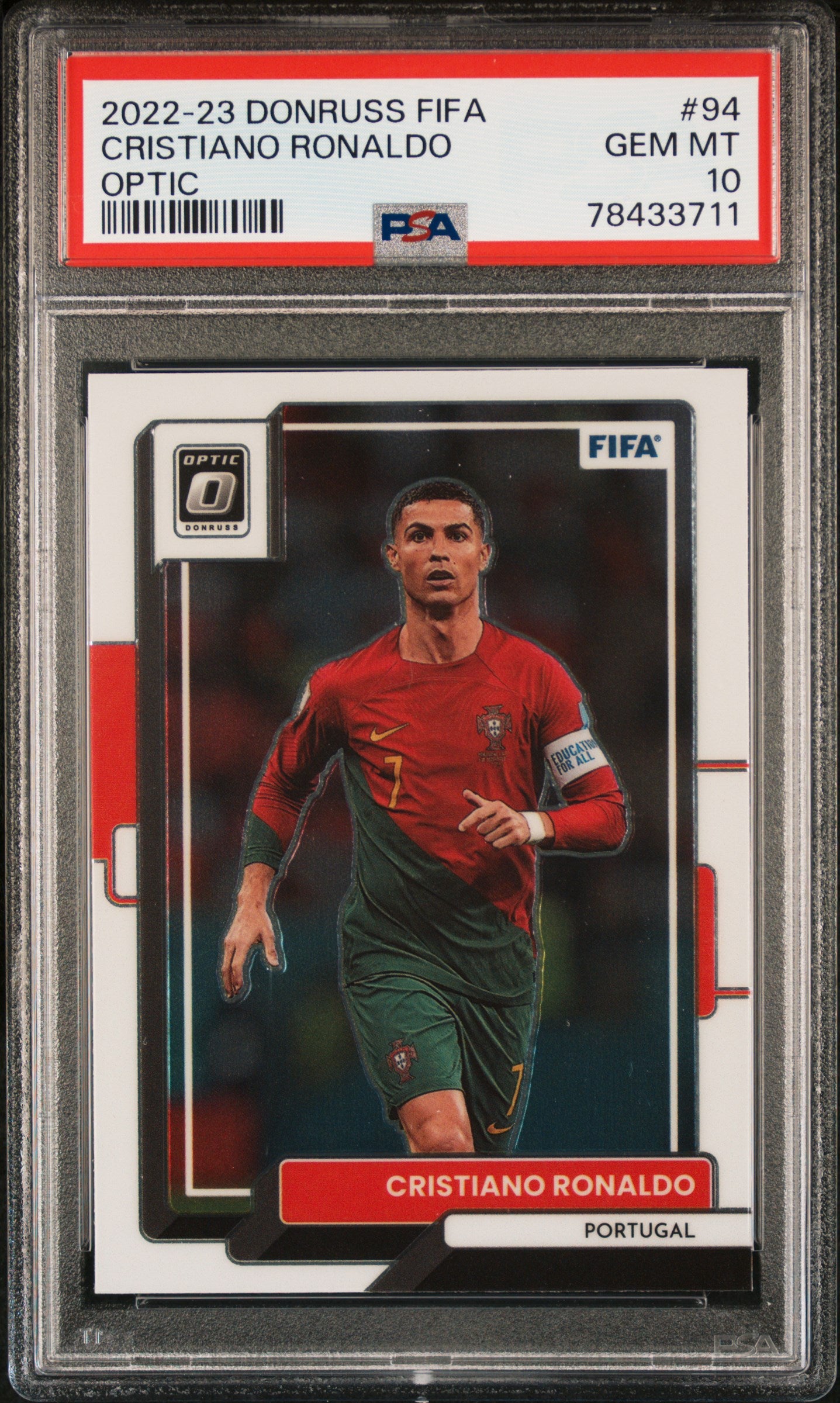 2022 Panini Donruss Fifa #94 Cristiano Ronaldo Optic PSA 10
