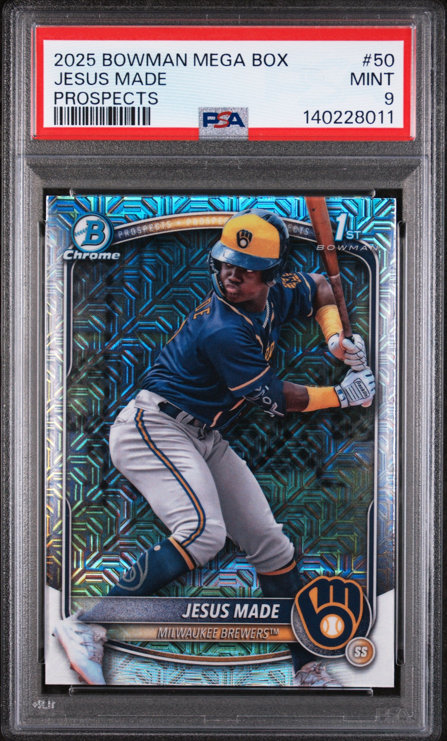 2025 Bowman Mega Box Chrome Prospects #50 Jesus Made PSA 9
