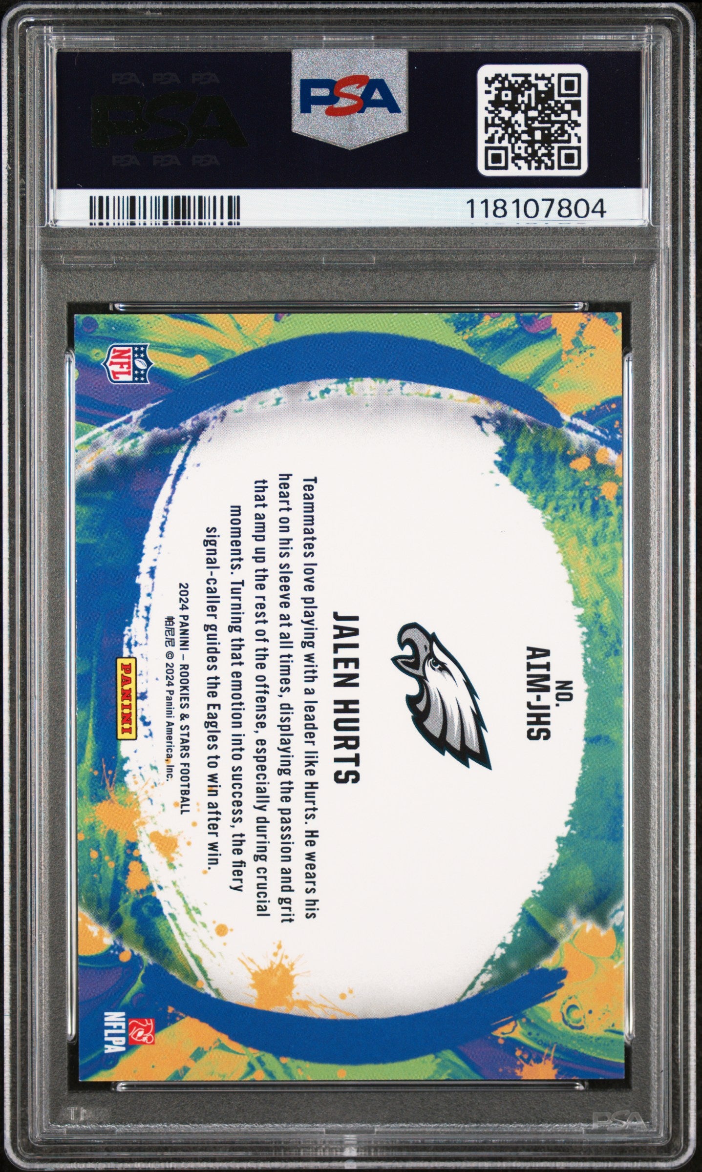 2024 Panini R&S Artistry In Motion #AIMJHS Jalen Hurts -Gold /10 PSA 8