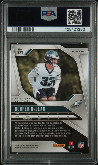 2024 Panini Prizm #321 Cooper Dejean Purple Ice PSA 9