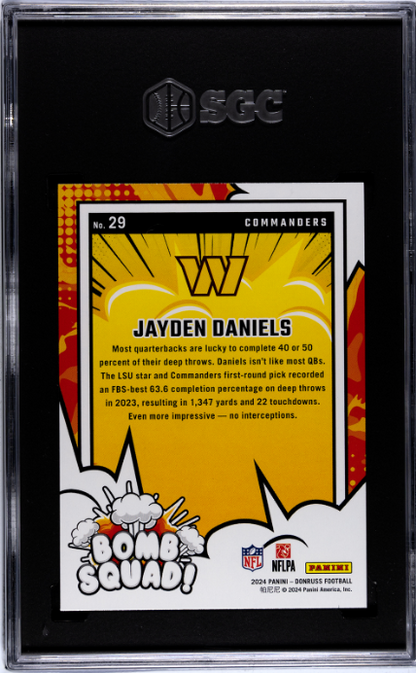 2024 Donruss #29 Jayden Daniels Bomb Squad! SGC 10