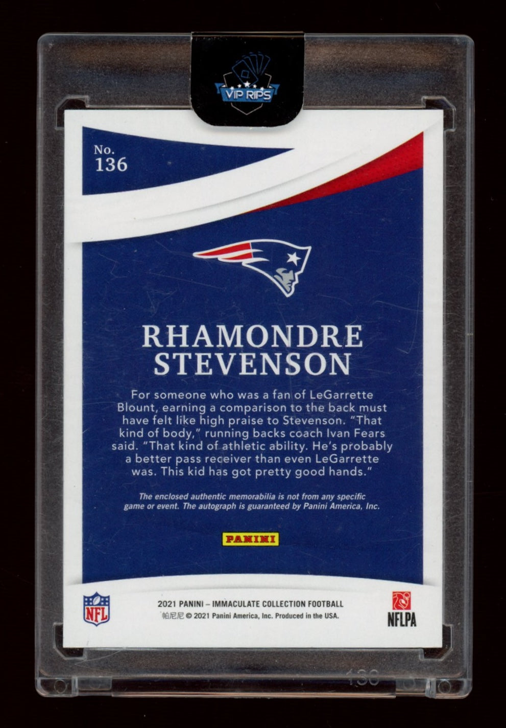 2021 Panini Immaculate #136 Rhamondre Stevenson Gold #/25