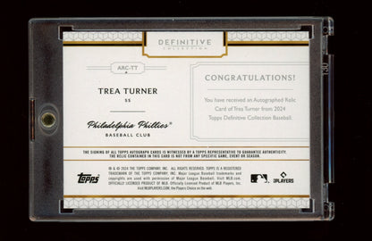 2024 Topps Definitive Collection #ARC-TT Trea Turner Auto Relic Purple #/10
