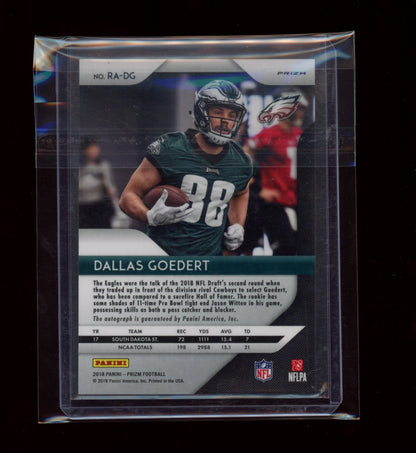 2018 Panini Prizm #RA-DG Dallas Goedert Rookie Autographs Prizm Green