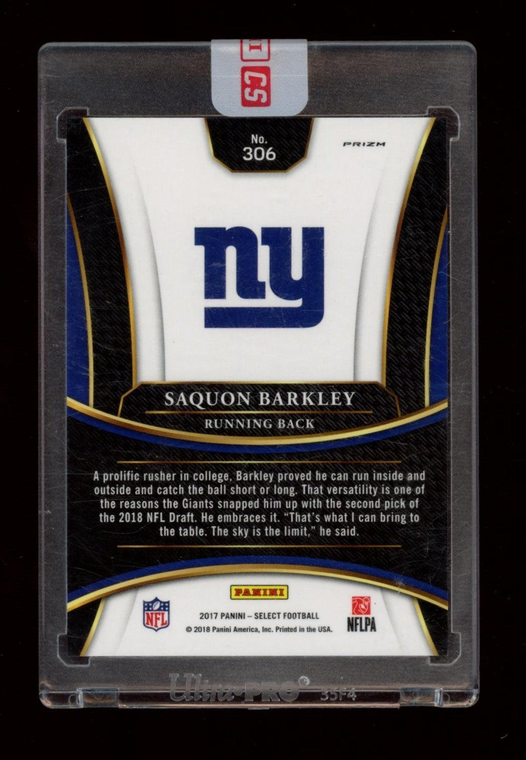 2017 Panini Select #306 Saquon Barkley 2018 XRC Prizm