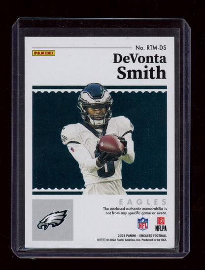 2021 Panini Encased #RTM-DS DeVonta Smith Rookie Quad Memorabilia Gold #/25