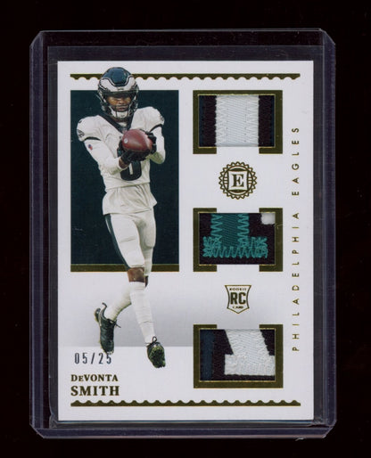 2021 Panini Encased #RTM-DS DeVonta Smith Rookie Quad Memorabilia Gold #/25