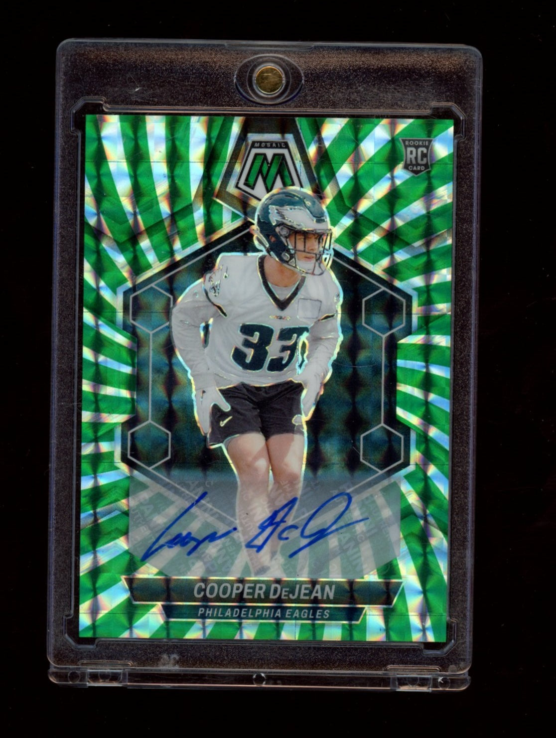 2024 Panini Mosaic #340 Cooper DeJean RC Auto Mosaic Green Swirl #/15