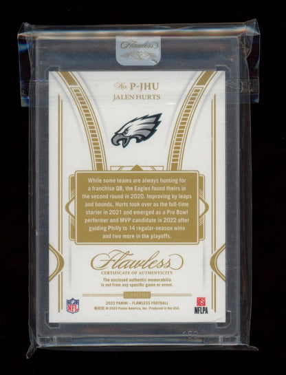 2022 Panini Flawless #P-JHU Jalen Hurts Patches Silver #/20