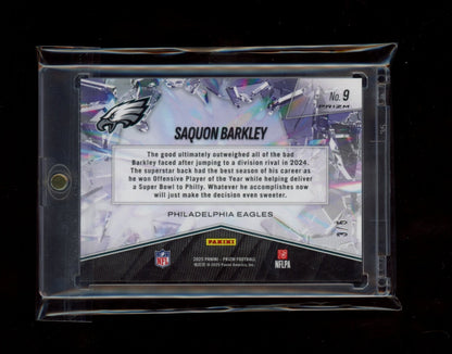 2025 Panini Prizm #9 Saquon Barkley Prizm Break Gold Vinyl #/5