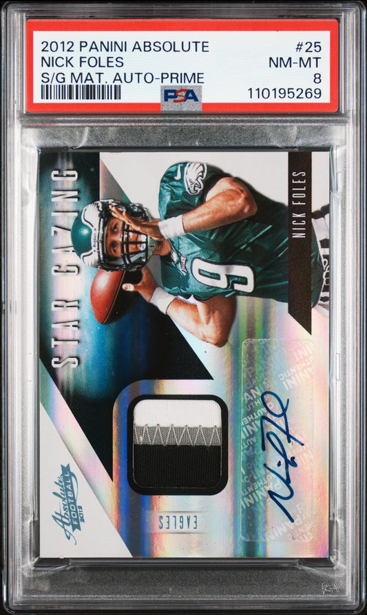 2012 Panini Absolute Star Gazing Mat #25 Nick Foles RPA /25 PSA 8