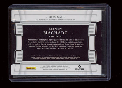 2022 Panini National Treasures #LS-MM Manny Machado Legacy Signatures Gold #/25
