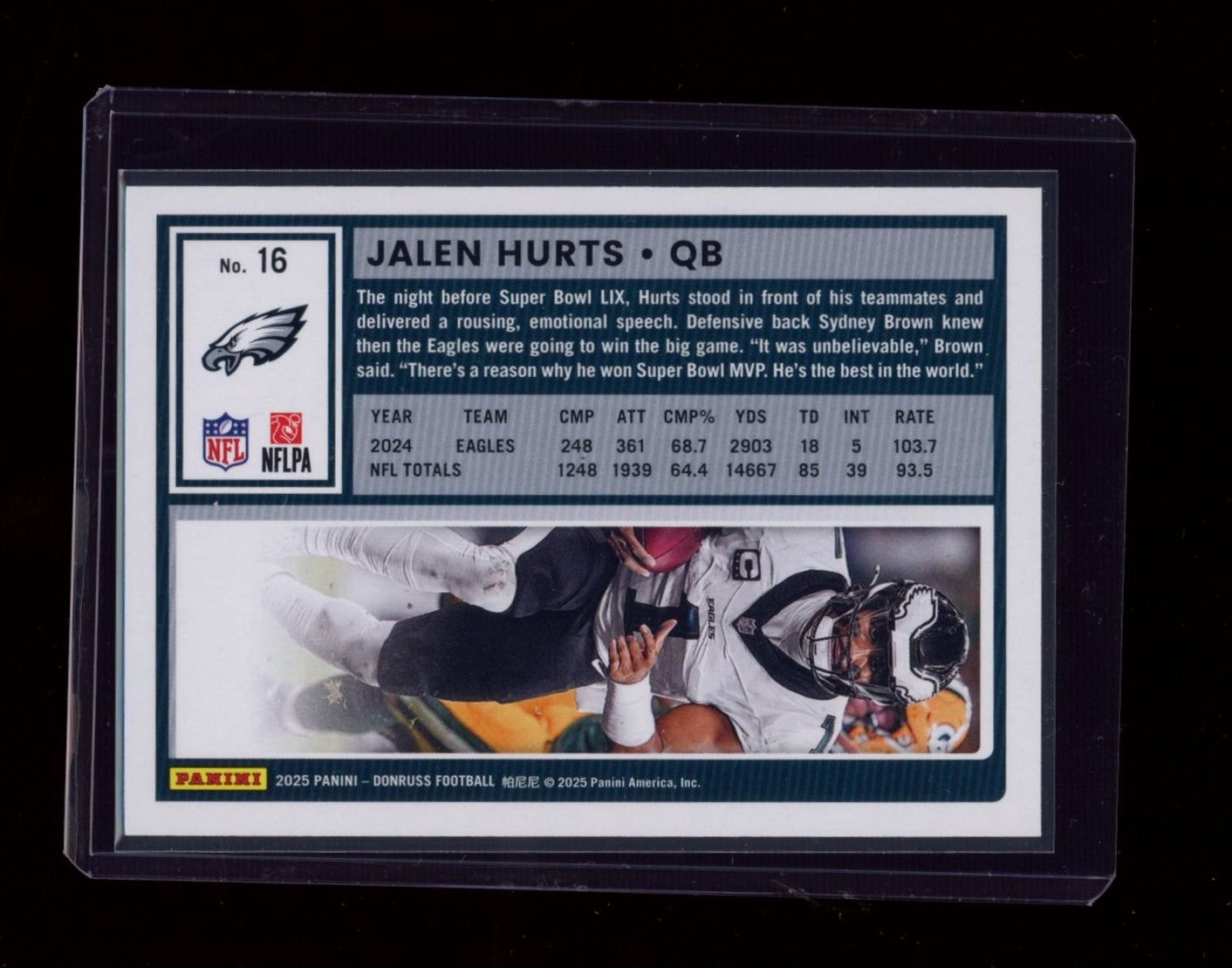 2025 Donruss #16 Jalen Hurts Season Stat Line #/14