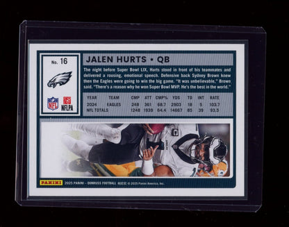 2025 Donruss #16 Jalen Hurts Season Stat Line #/14