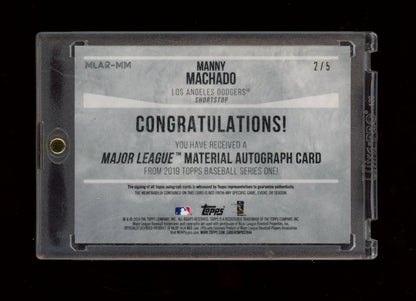 2019 Topps #MLAR-MM Manny Machado Major League Material Auto Red /5
