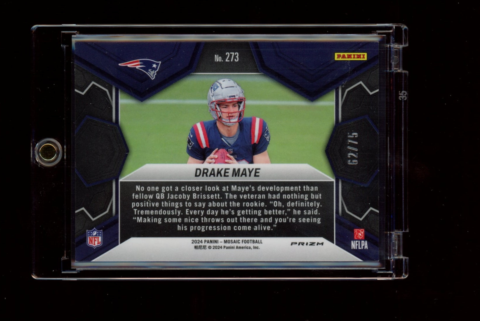 2024 Panini Mosaic #273 Drake Maye Mosaic No Huddle Blue #/75