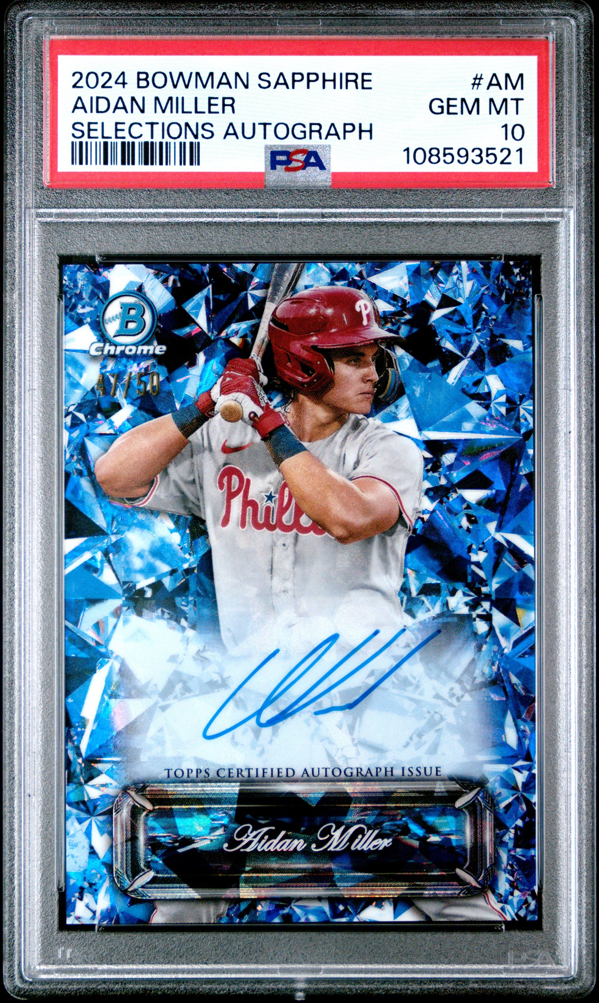 2024 Bowman Sapphire Edition Sapphire  Auto #AM Aidan Miller PSA 10