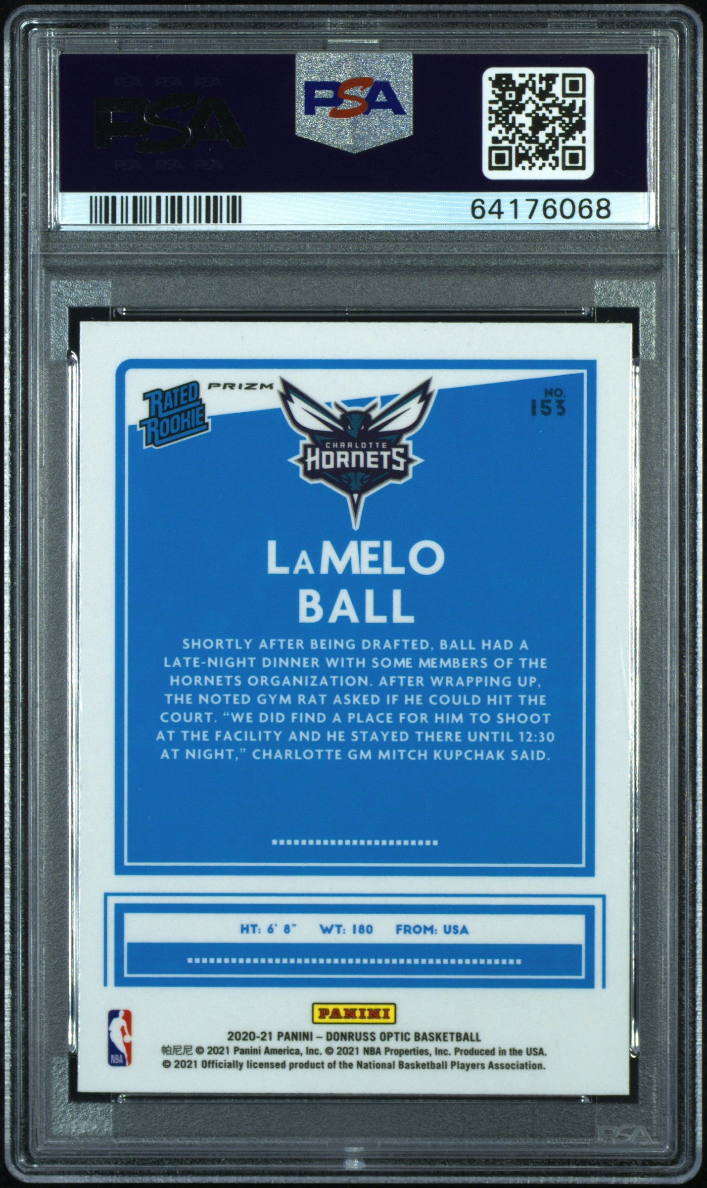 2020 Panini Donruss Optic #153 Lamelo Ball Blue Velocity PSA 10