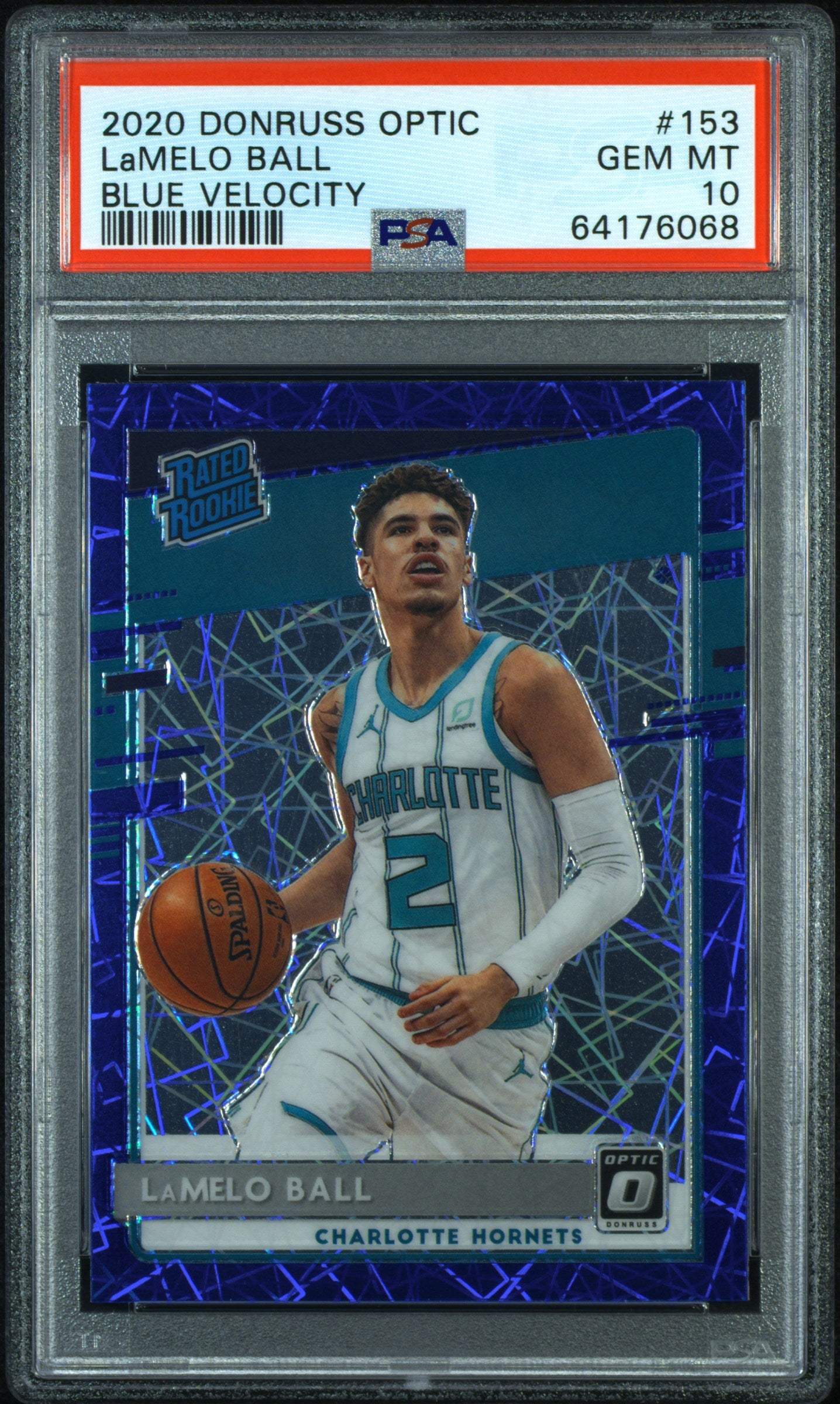 2020 Panini Donruss Optic #153 Lamelo Ball Blue Velocity PSA 10
