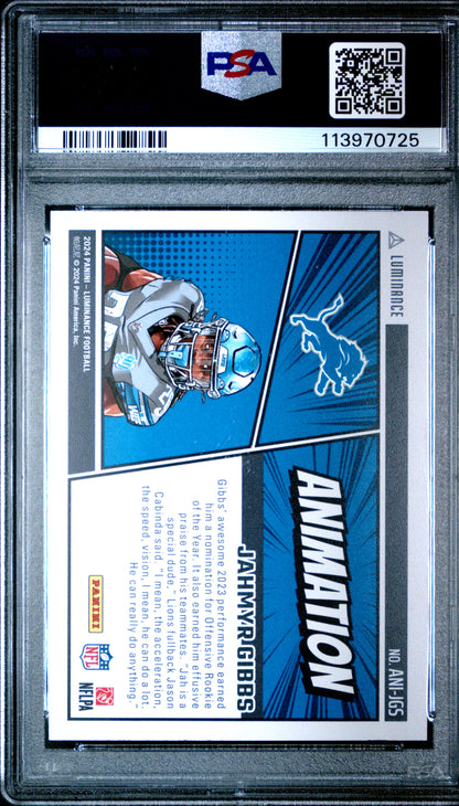 2024 Panini Luminance Animation #ANIJGS Jahmyr Gibbs PSA 10