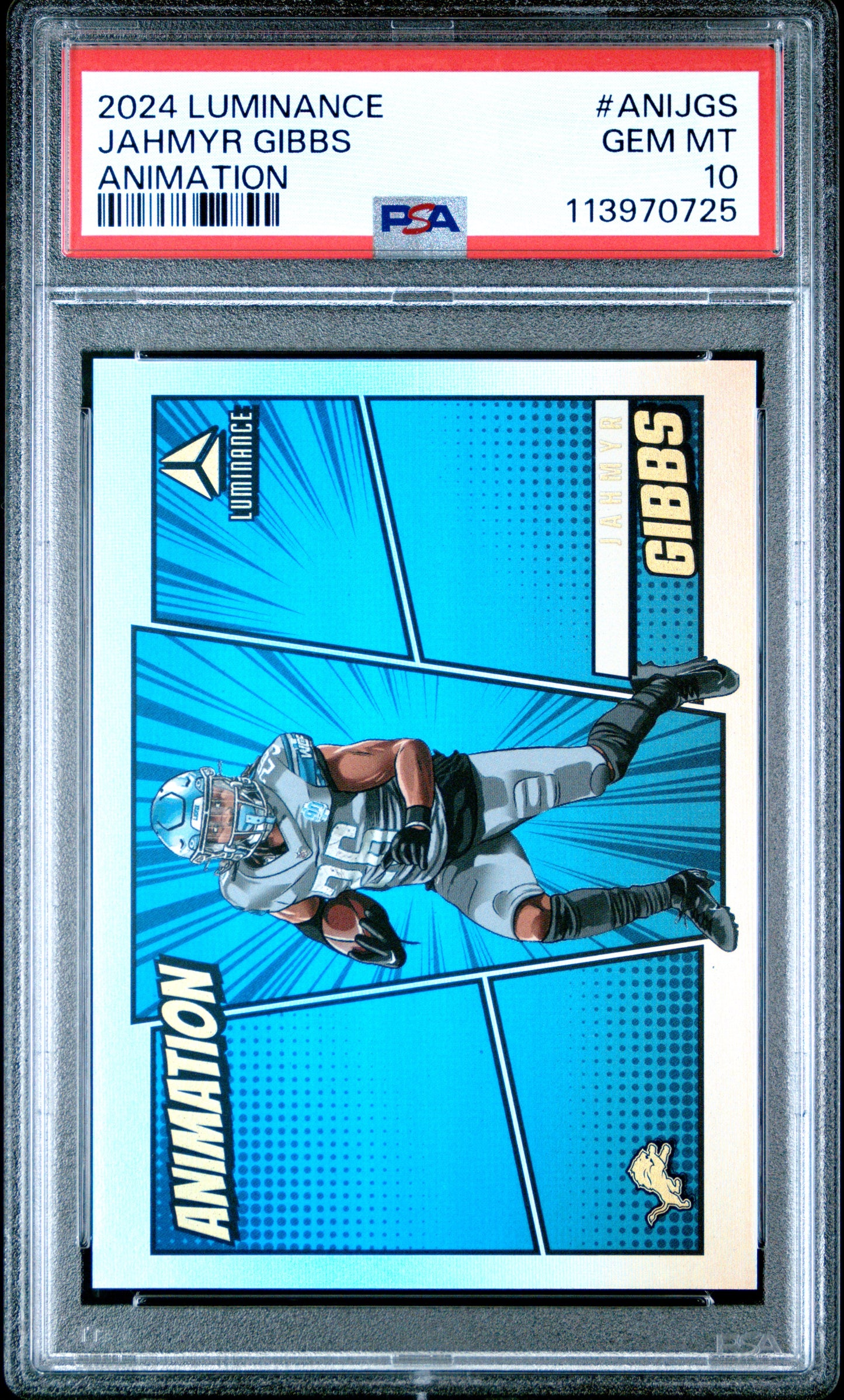 2024 Panini Luminance Animation #ANIJGS Jahmyr Gibbs PSA 10