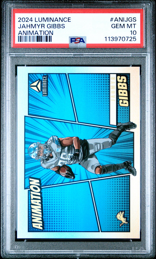 2024 Panini Luminance Animation #ANIJGS Jahmyr Gibbs PSA 10