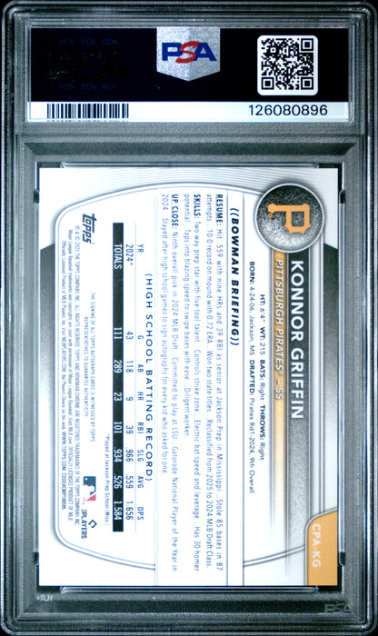 2025 Bowman Chrome Prospect Autographs #CPAKG Konnor Griffin PSA 9